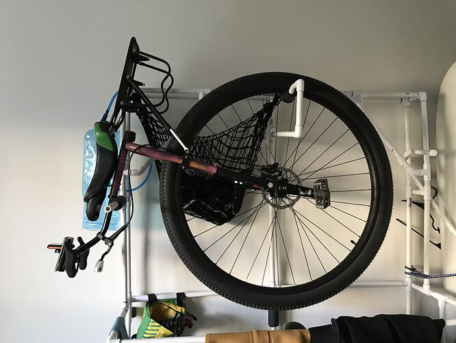 36er on display amongst the chaos of my unicycle storage