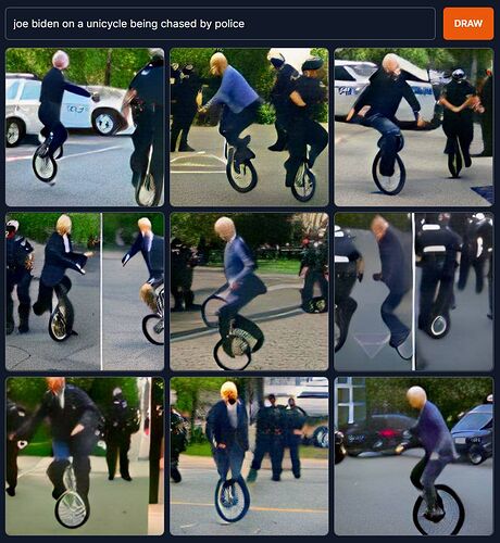Joe Biden on a unicycle being chased by police